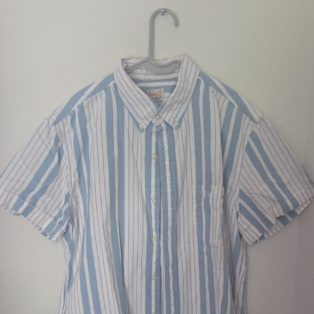 J. Crew Light Blue and White Striped Casual Shirt